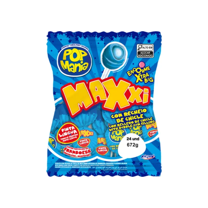 Chupete Pop Mania Maxxi Frambuesa (24u)