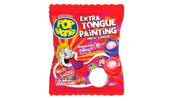 Chupete pinta lengua de uva y frutilla (48u)