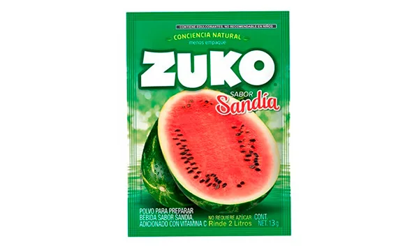 Refresco en polvo Zuko sabor Sandía (Rinde 2Lt)